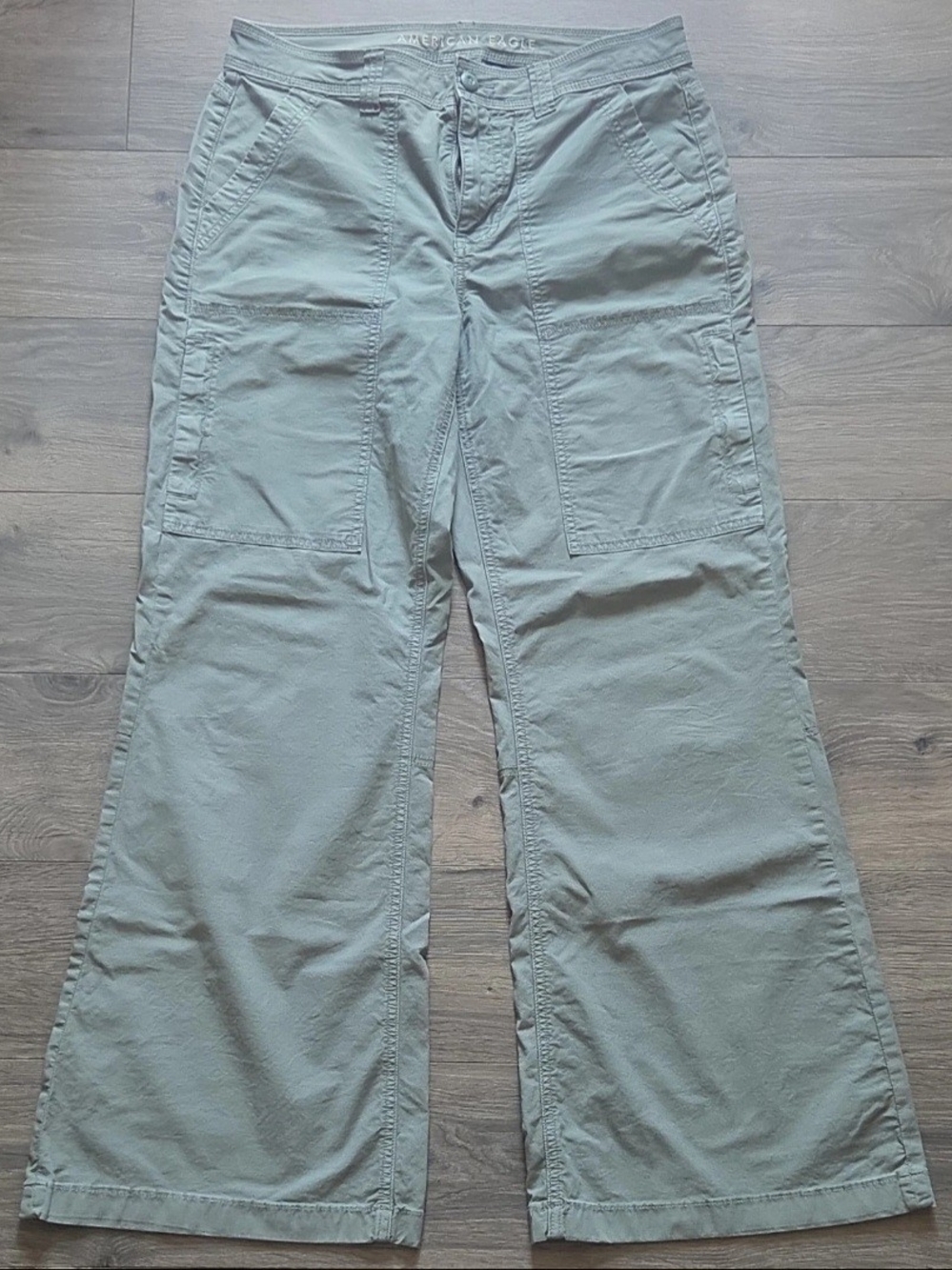 American Eagle Outfitters Wide-Leg Cargo Pants in Sage Green